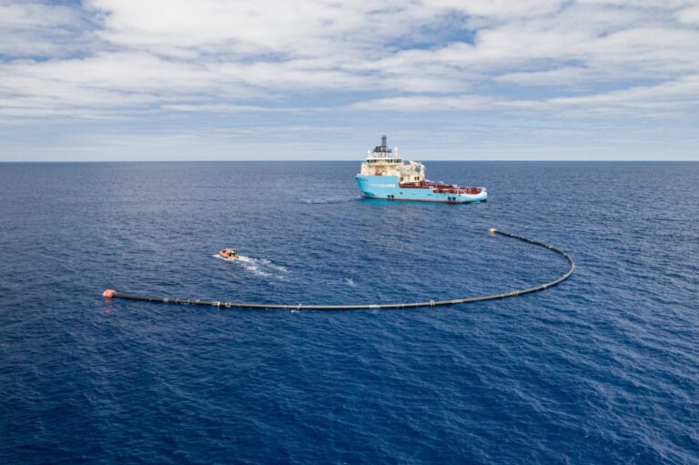The Ocean Cleanup’s marine litter recovery system. Photo: The Ocean Cleanup